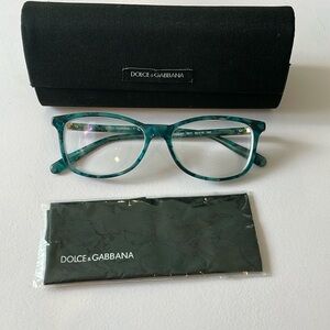Dolce & Gabbana Blue Tortishelle Glasses Frames with Gold Emblem